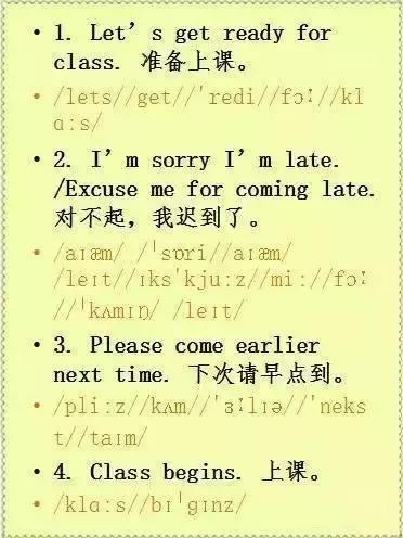 英语日常口语训练课堂英语教学常用口语