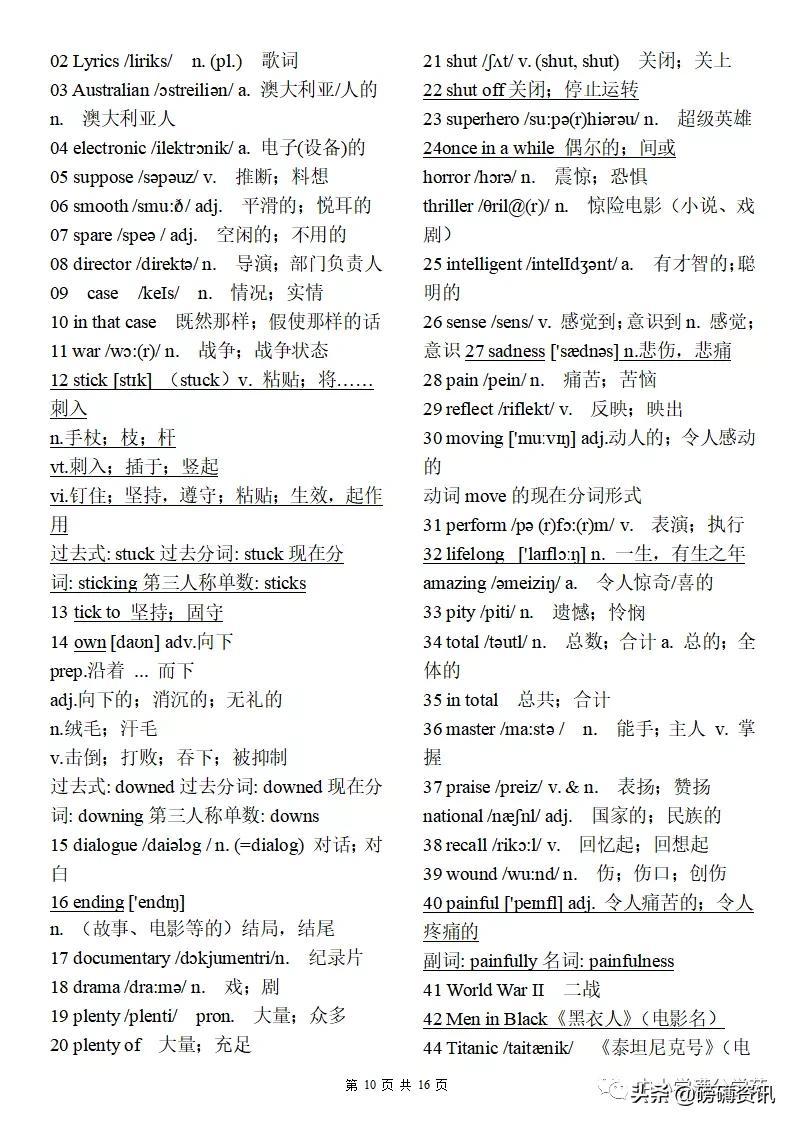 初一到初三单词表打印版译林(初一到初三单词表打印版下载)